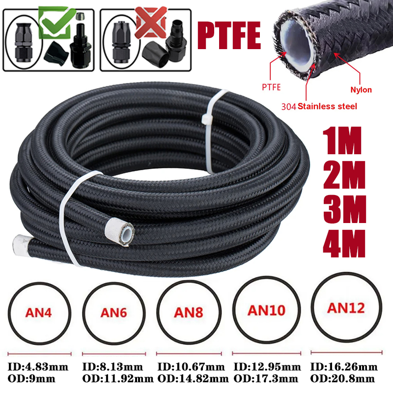 Ptfe Tape Thread - สายถักสแตนเลส 304 ไนลอน สำหรับน้ำมันเชื้อเพลิง E85 ขนาด