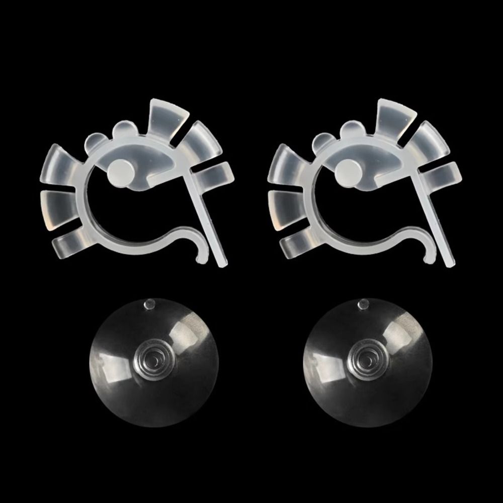 Plastic Pipe Clip - คลิปยึดท่ออากาศตู้ปลาแบบรูปตัวยู 2 ชิ้น พร้อมถ้วยดูดสุญญากาศ ที่ยึดท่อออกซิเจนแบบโปร่งแสง เหมาะสำหรับท่อกลมขนาด