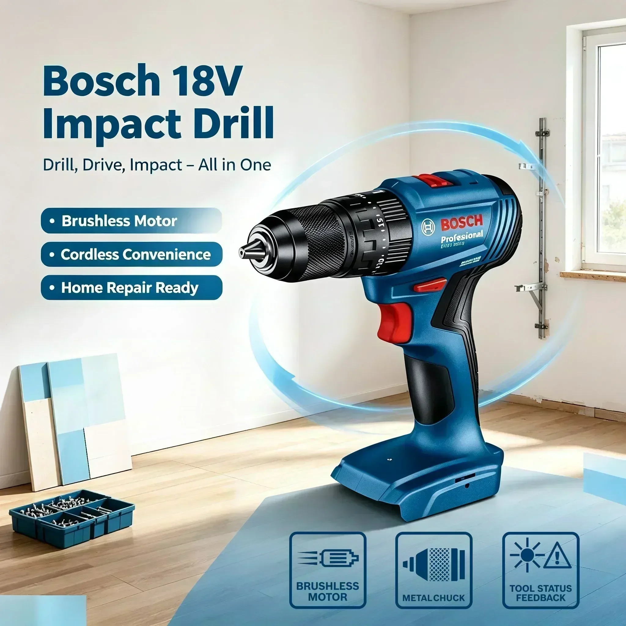 สว่านกระแทกไร้สายแบบมอเตอร์ไร้ - Bosch Drill Gsb 18V บทวิจารณ์และราคา